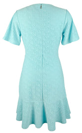 Women's Plus Size Paisley Short Flutter Dress 3X Turquoise